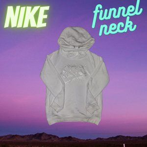 Women's Nike Funnel Neck Hoodie Size Small (Silver Swoosh)